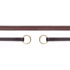 Schockemohle Rubber Reins -Exquisite Equestrian Equipment Store 1103 00005 gummizuegel ring antiquebrown gold 1 jpg