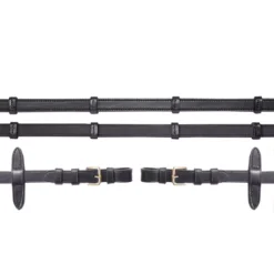 Schockemohle Rubber Bridle Reins With Buckle 10 Schockemohle Rubber Bridle Reins With Buckle -Exquisite Equestrian Equipment Store 1103 00038 trensenzuegel gummiert schnalle black gold 1 jpg