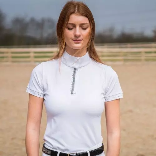 Hy Equestrian Ladies Roka Show Shirt - White Silver 4 Hy Equestrian Ladies Roka Show Shirt - White Silver - Image 2