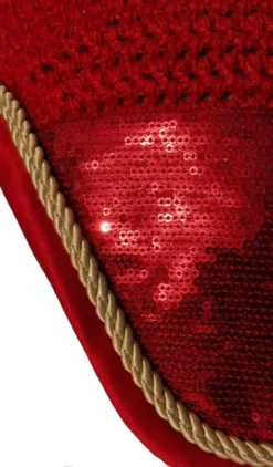 Rhinegold Sequin Fly Veil -Exquisite Equestrian Equipment Store 662 red closeup sized jpg