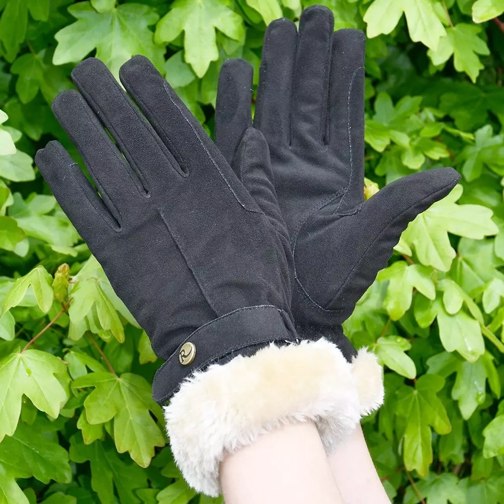 Rhinegold Faux Fur Trim Warm Riding Gloves 4 Rhinegold Faux Fur Trim Warm Riding Gloves - Image 2
