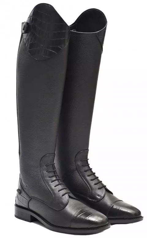 Rhinegold De-Luxe Leather Riding Boots With Mock Croc Trim 4 Rhinegold De-Luxe Leather Riding Boots With Mock Croc Trim - Image 2