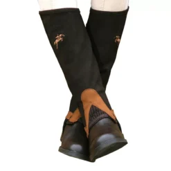 Tuffa Shetland Amara Half Chaps -Exquisite Equestrian Equipment Store brown shetland chaps brown tan 1 1 jpg