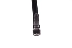 Henry James V-Grip Hybrid Rubber Reins With Leather Stoppers -Exquisite Equestrian Equipment Store buckle end black 3 1 jpg