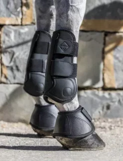 LeMieux Capella Leather Tendon Boots -Exquisite Equestrian Equipment Store capella tendon boots black on horse 1 1 jpg