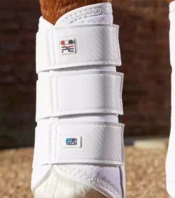 Premier Equine Carbon Air-Tech Single Locking Brushing Boots -Exquisite Equestrian Equipment Store carbon air tech single locking brushing boot white 3 4 jpg