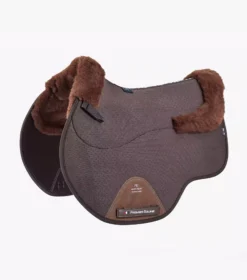 Premier Equine Close Contact Airtechnology Shockproof Wool Saddle Pad - GP/Jump Square Brown/Brown Wool