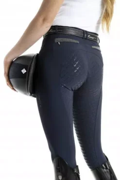 LeMieux Dynamique Full Seat Breech -Exquisite Equestrian Equipment Store dynamique full seat breech navy on person 1 6 jpg