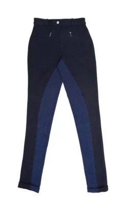 HyPERFORMANCE Raised Polka Dot Childs Jods -Exquisite Equestrian Equipment Store hyperformance raised polka dot teen jodhpurs navy blue 4 jpg