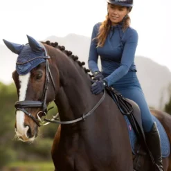 LeMieux Classic Fly Hood 24 LeMieux Classic Fly Hood -Exquisite Equestrian Equipment Store it03256 lifestyle classicflyhood atlantic 3 3 jpg