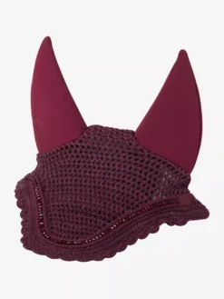 LeMieux Diamante Acoustic Fly Hood 18 LeMieux Diamante Acoustic Fly Hood -Exquisite Equestrian Equipment Store lm diamanteflyhood burgundy hr 1 jpg