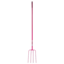 Red Gorilla 4 Prong Manure Fork Long Handle 48" -Exquisite Equestrian Equipment Store long handle pink jpg