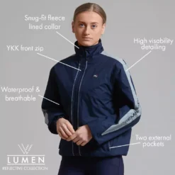 Premier Equine Lumen Reflective Unisex Riding Jacket - Navy -Exquisite Equestrian Equipment Store lumen collection jacket 1 1 jpg