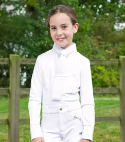 Premier Equine Tessa Girls Long Sleeve Show Shirt -Exquisite Equestrian Equipment Store mini tessa long sleeve tie show shirt white 1 3 jpg