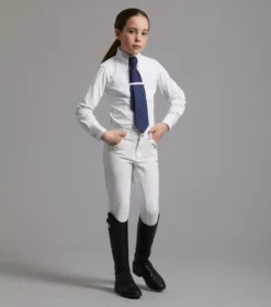 Premier Equine Tessa Girls Long Sleeve Show Shirt -Exquisite Equestrian Equipment Store mini tessa long sleeve tie show shirt white 6 3 jpg