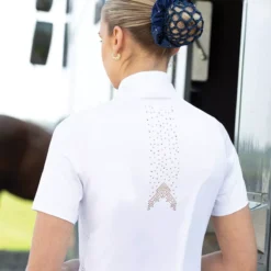 Equetech Rosalía Competition Shirt White -Exquisite Equestrian Equipment Store rcs back lifestyle 3 jpg