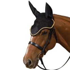 Roma Crochet Fly Veil / Hood -Exquisite Equestrian Equipment Store roma crochet fly veil black gold 1 jpg