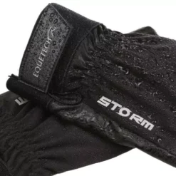 Equetech Storm Waterproof Riding Gloves - Black -Exquisite Equestrian Equipment Store swg close 1 jpg