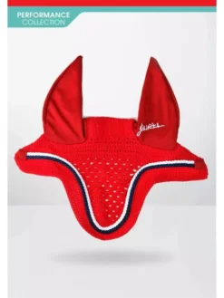 John Whitaker Fly Veil With Metallic Piping -Exquisite Equestrian Equipment Store whitaker fly viel with metallic piping red jpg